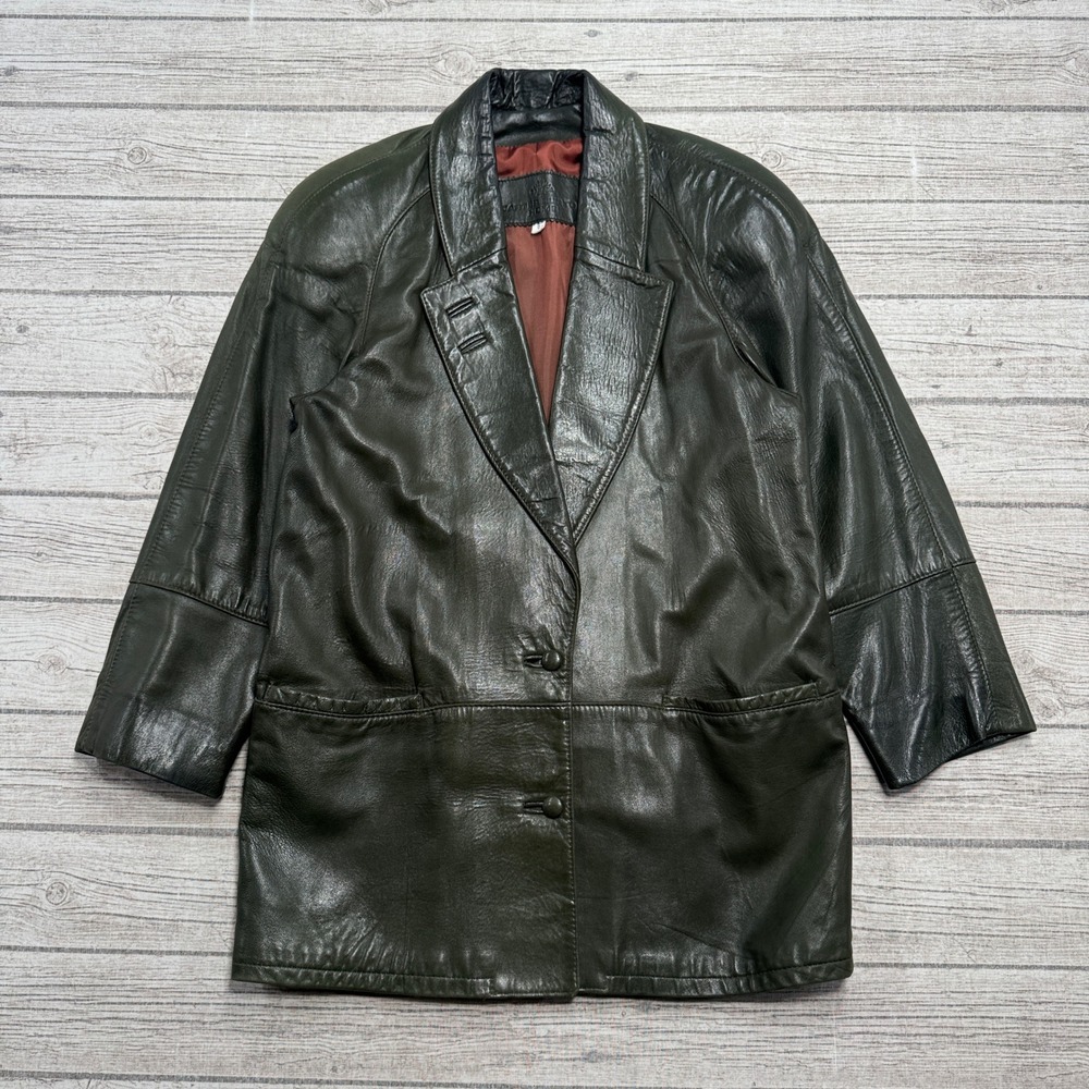 Vintage Carter Burton Home Leather Blazer Womens 6 Green Longline Outdoor Canada